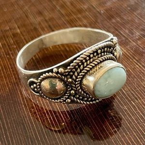Natural Larimar sterling silver ring